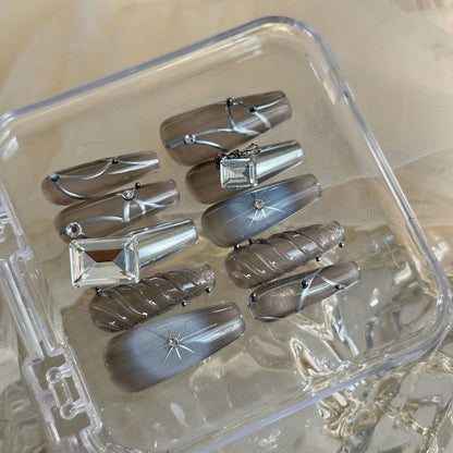 Handmade Long Mechanical Awn Star  Diamond Manicure - DropOnline.co