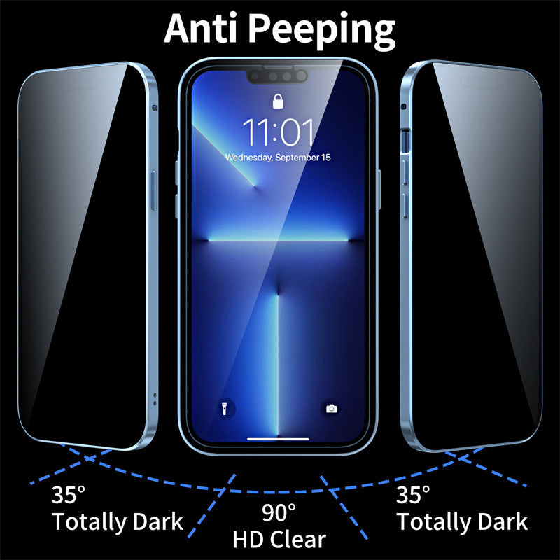 Anti-Spy Double-Sided Glass iPhone Case - Privacy Protection with Magnetic Design