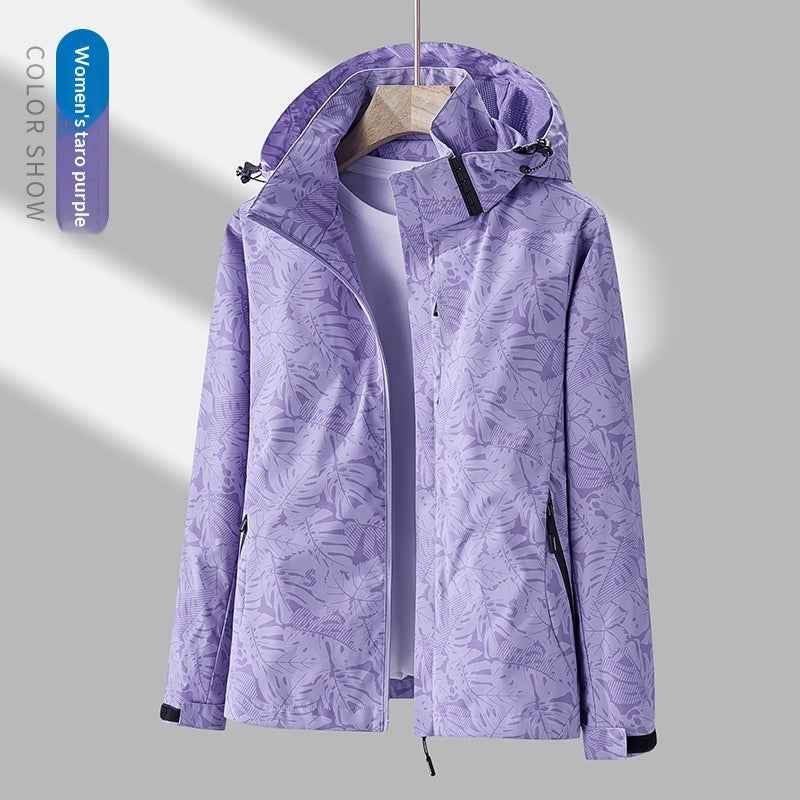 Women's Minimalist Printed Waterproof Outdoor Jacket