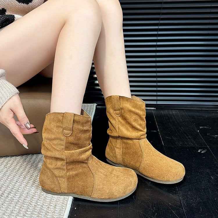 Retro Versatile Round-toe Slim Martin Boots For Women