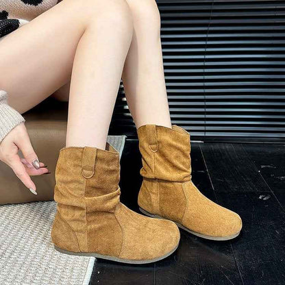 Retro Versatile Round-toe Slim Martin Boots For Women