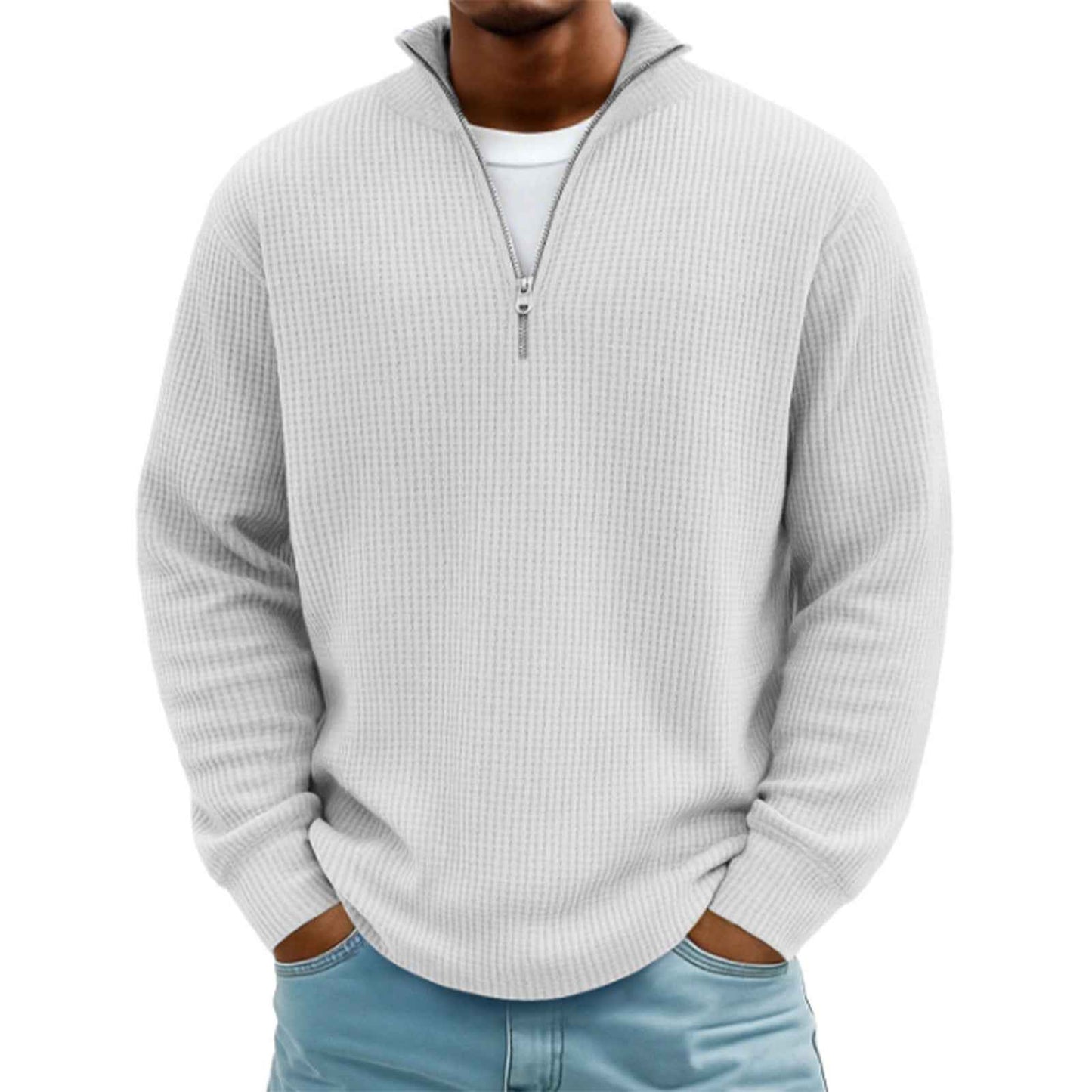 Men's Hoodie Waffle Knit Pullover