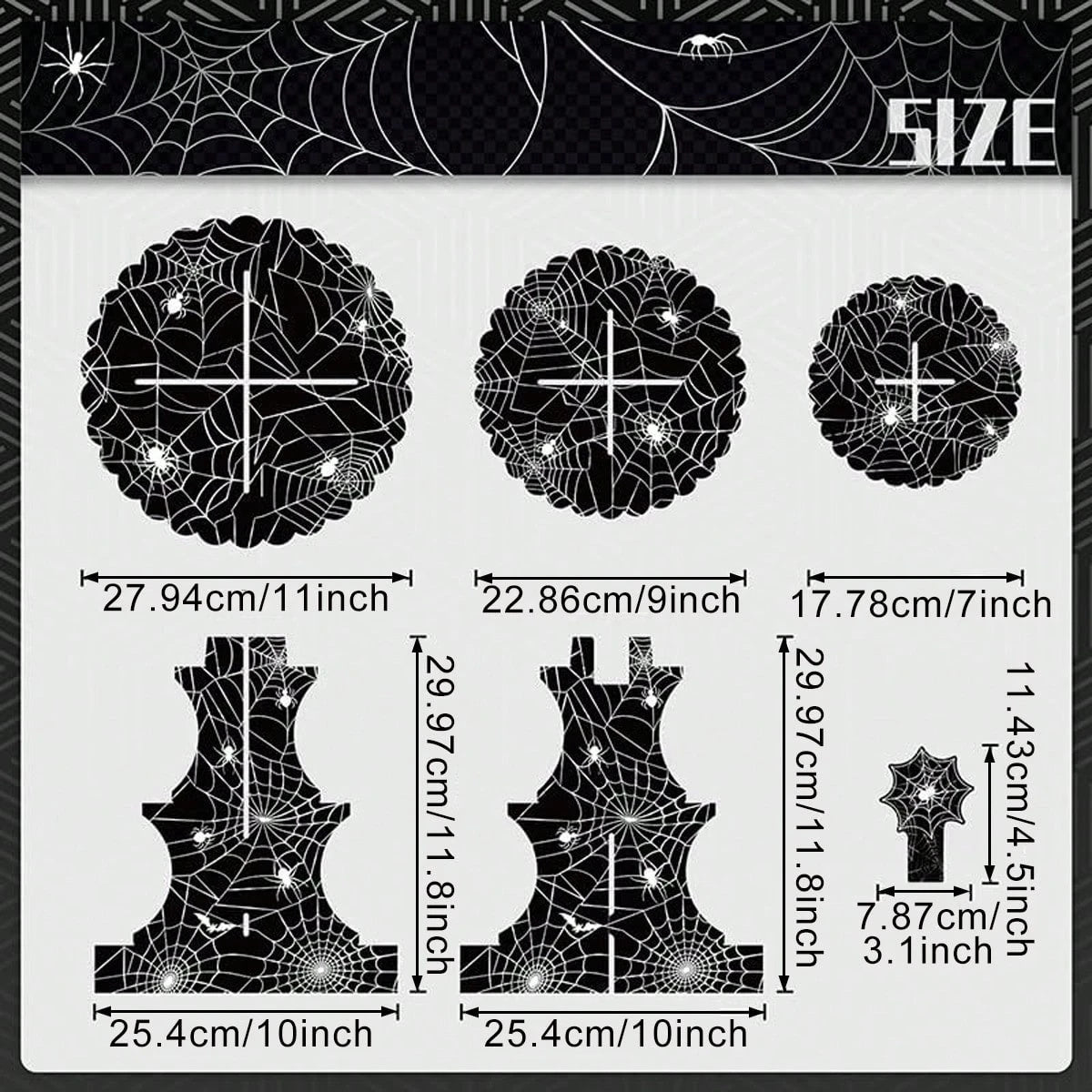 Halloween Three-Tier Cupcake Stand - Spider Web Design with Decorations