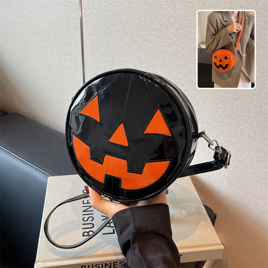 Halloween Pumpkin Round Bag - Cute Creative Crossbody Messenger Bag