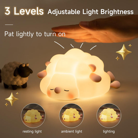Cute Silicone Night Lights Sheep Cartoon - Rechargeable Timing Dimming Sleep Light for Children's Room
