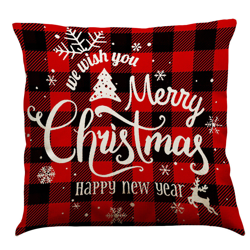 Christmas Cotton Linen Sofa Car Cushion Pillowcase
