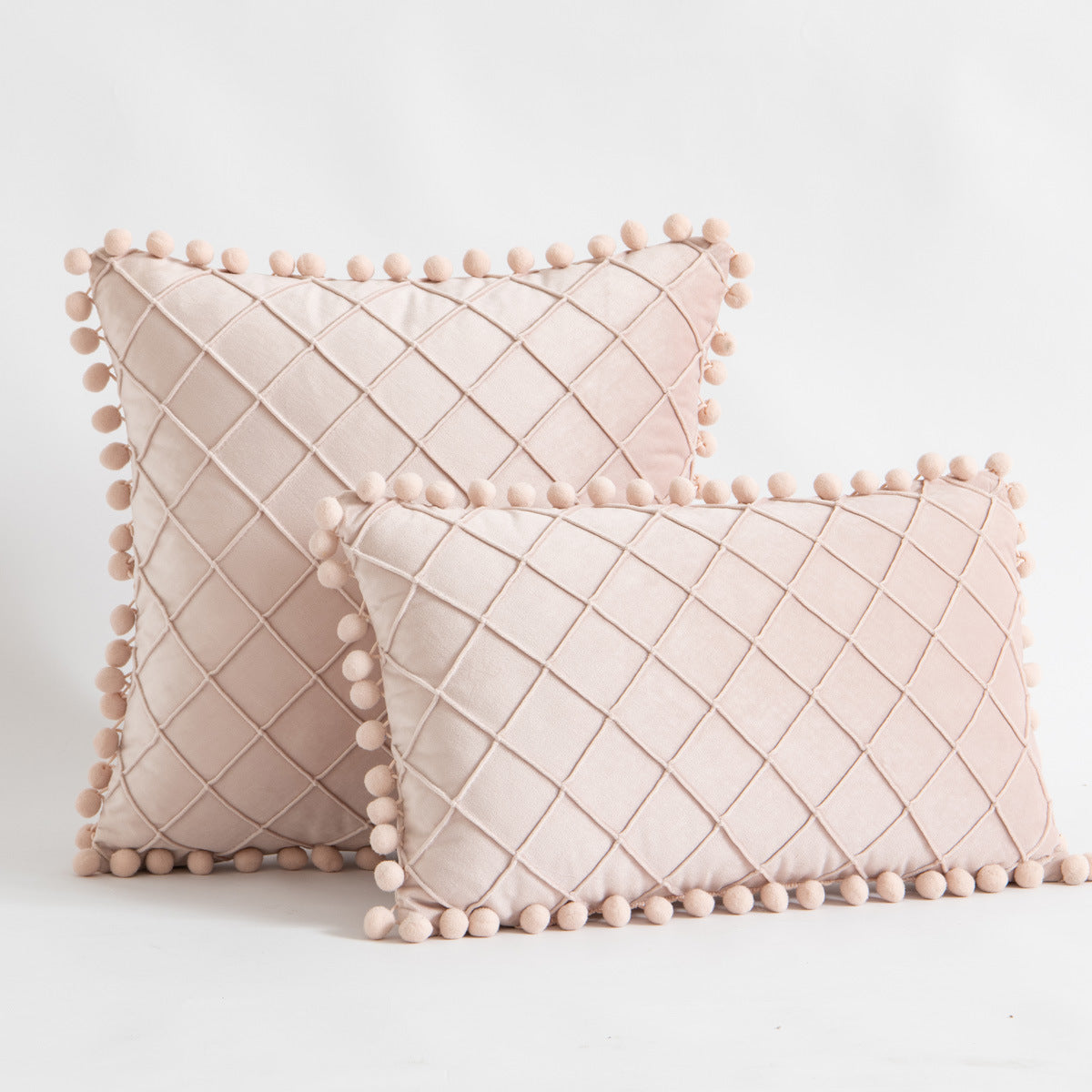 Velvet Fur Ball Decorative Pillow - Luxurious Textured Accent Cushion