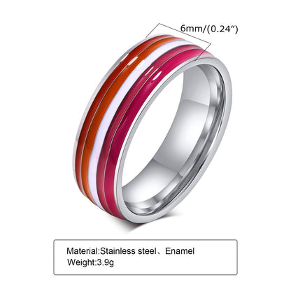 Ring Color 8mm Men's Same Color Flag Ring Foreign Trade Jewelry Wholesale Rainbow Color - DropOnline.co