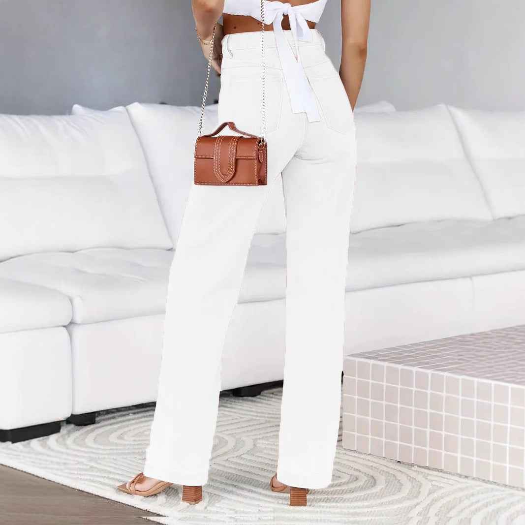 Temperament Commute Wide Leg Pants Washed