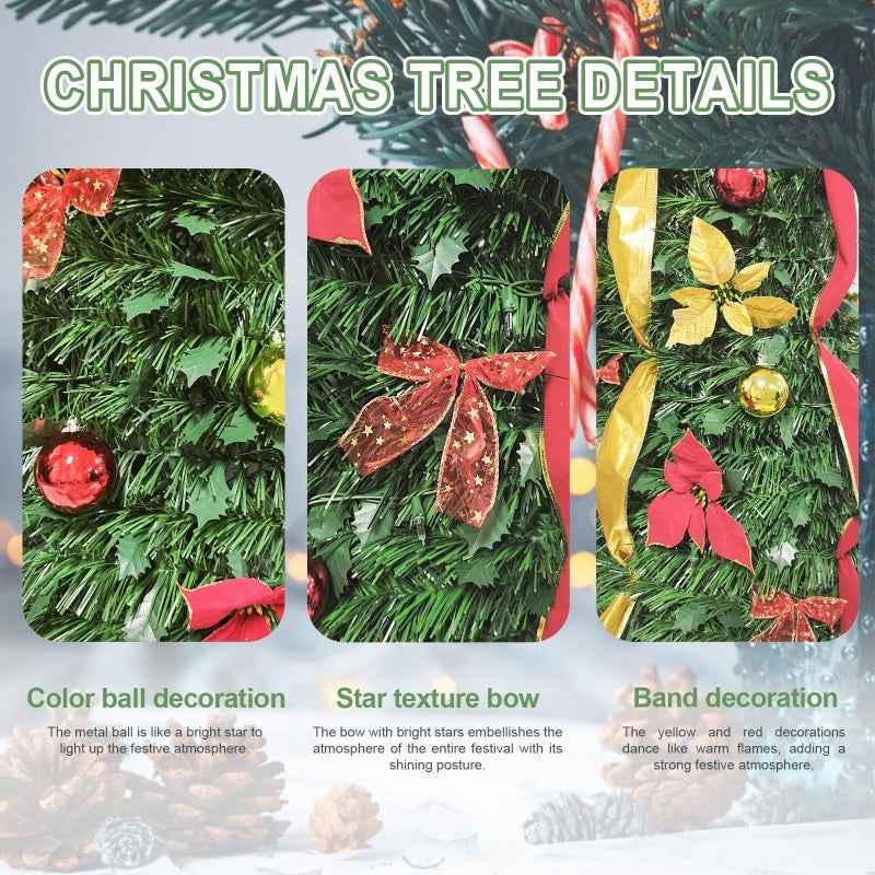 Prelit Full Pop Up Christmas Tree with LED Lights & Ornaments - Easy Assembly