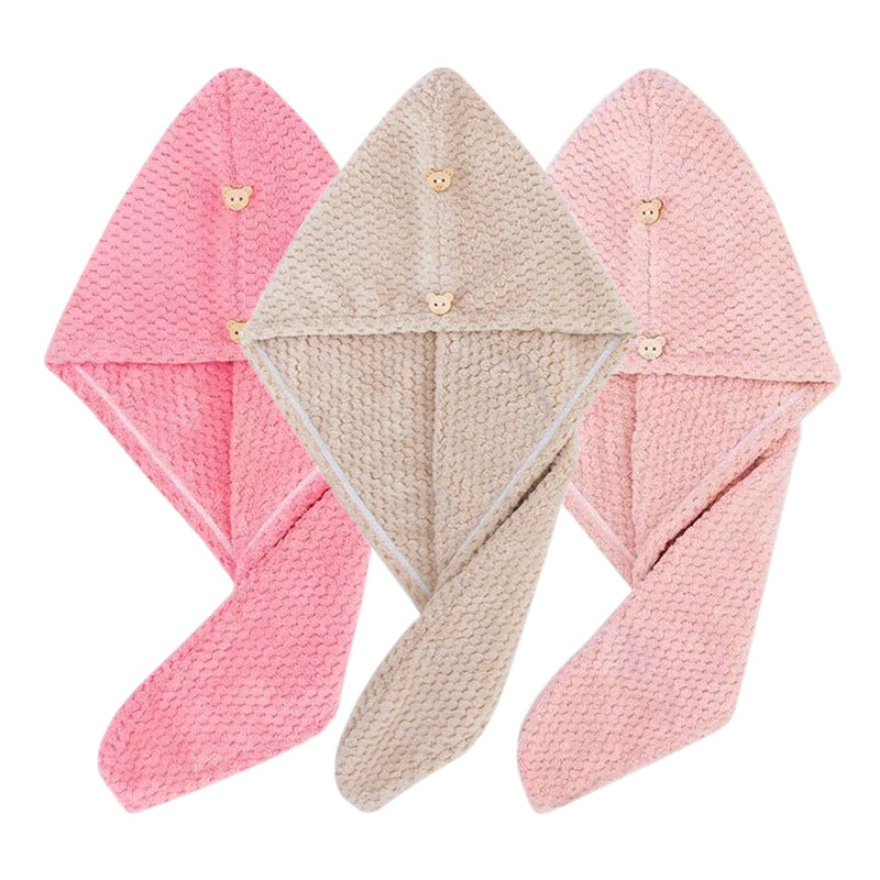 Womens Coral Fleece Hair Drying Cap Highly Absorbent Quick Drying Pineapple Weave Towel For Hair Drying