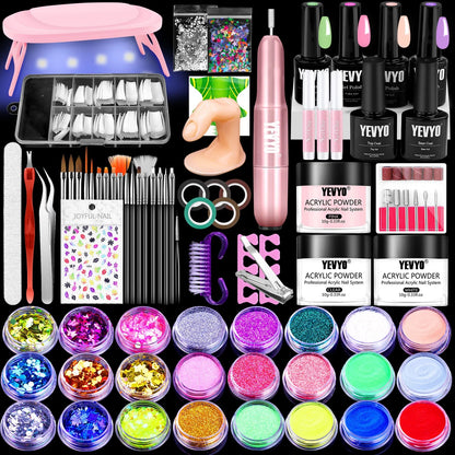 Acrylic Nail Kit With Drill, 4 Colors Gel Polish And UV Light Nail Kit, Birthday Gifts For Women, Valentines Day Gifts For Girl, Professional Nails Kit Acrylic Set With Everything For Beginners - DropOnline.co