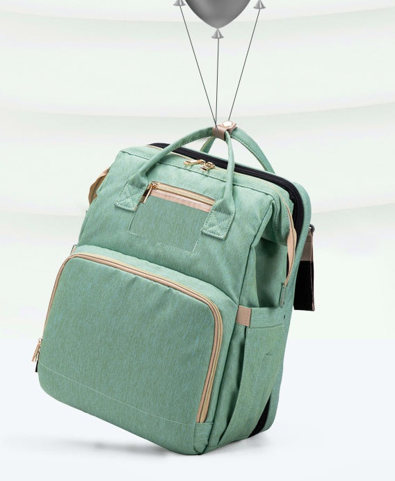 USB Charging Mommy Bed Backpack - Foldable Large Capacity Multi-Function Baby Bag