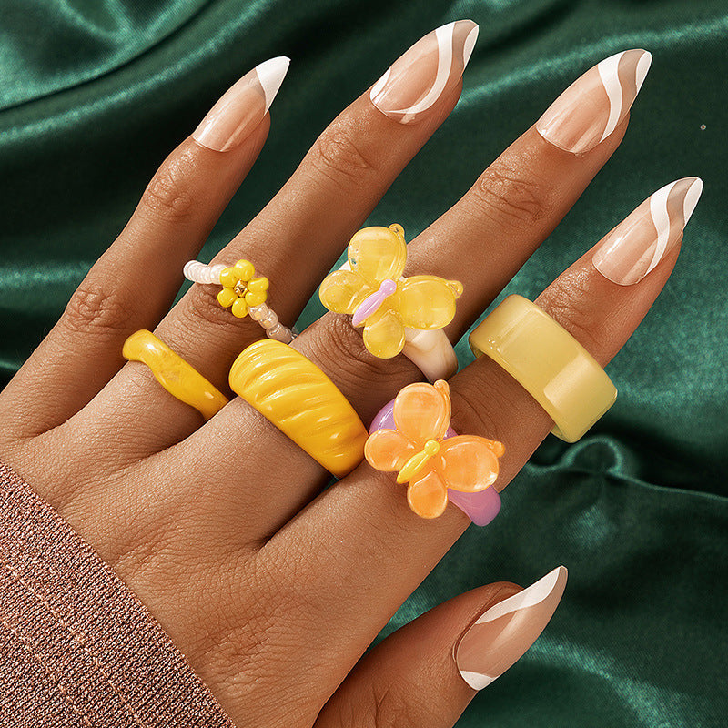 Fashion OL Pearl Ring Three Piece Set