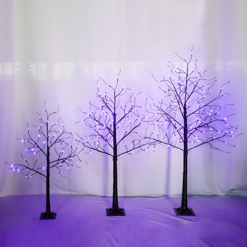 Halloween Spooky Tree Set - 3 Pack with Purple Lights (4FT, 5FT, 6FT)