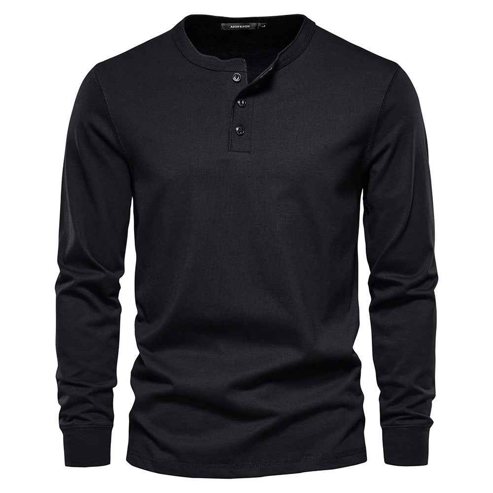Men's Casual European Size Round Neck Long Sleeve T-shirt