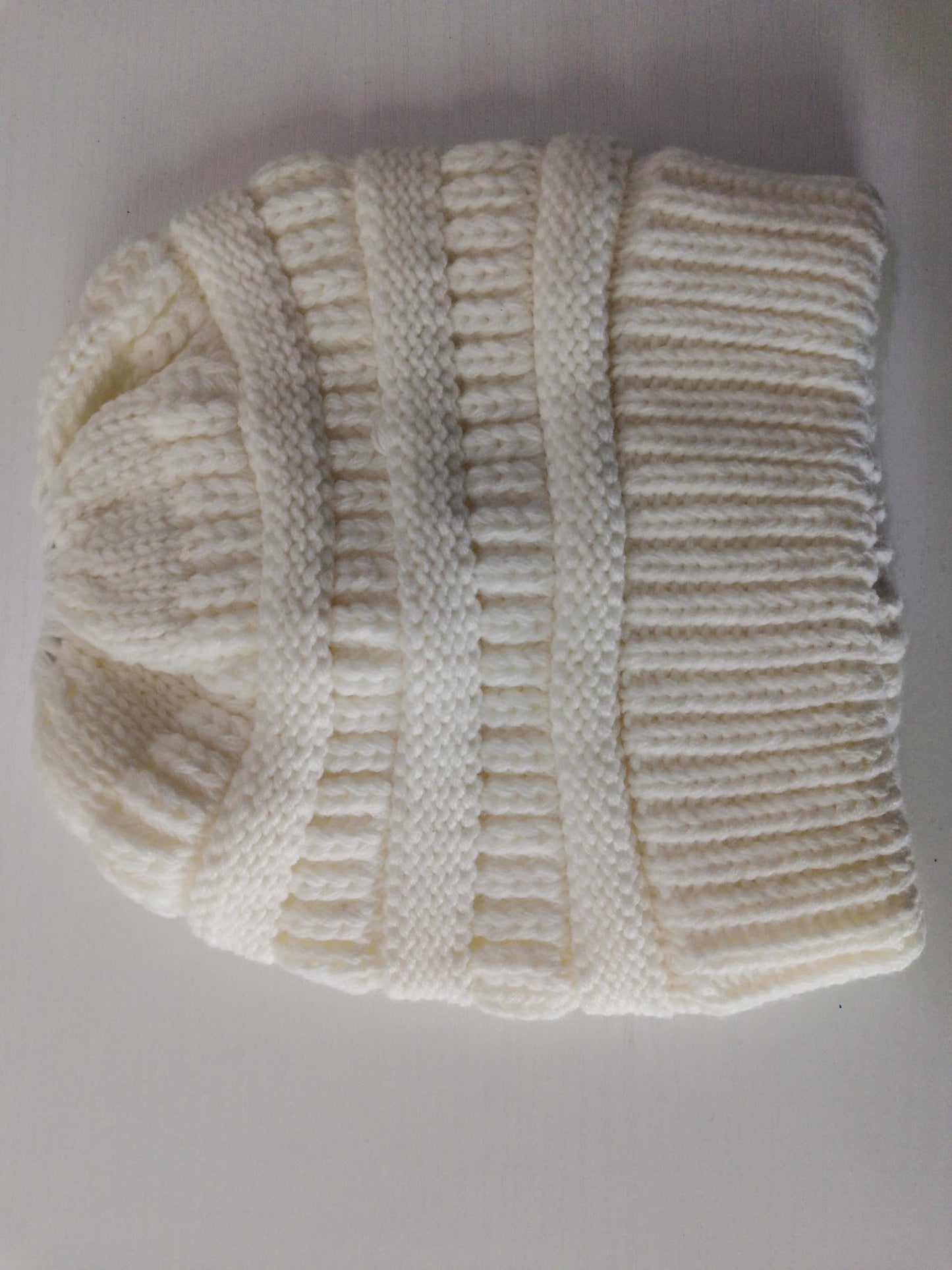 Women's Mixed Color Knitted Wool Hat - Ponytail Beanie