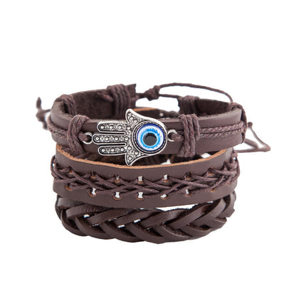 Palm eye leather men's bracelet - DropOnline.co