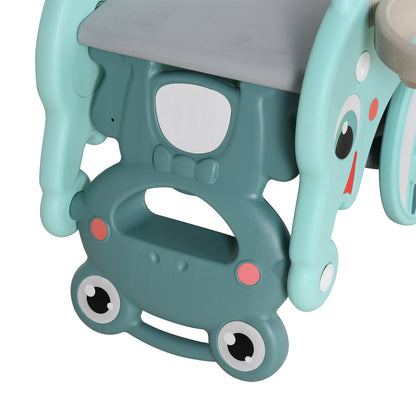 3-in-1 Kids Portable Slide Rocking Horse Toy with Basketball Hoop for Age 1.5-3 Boys and Girls