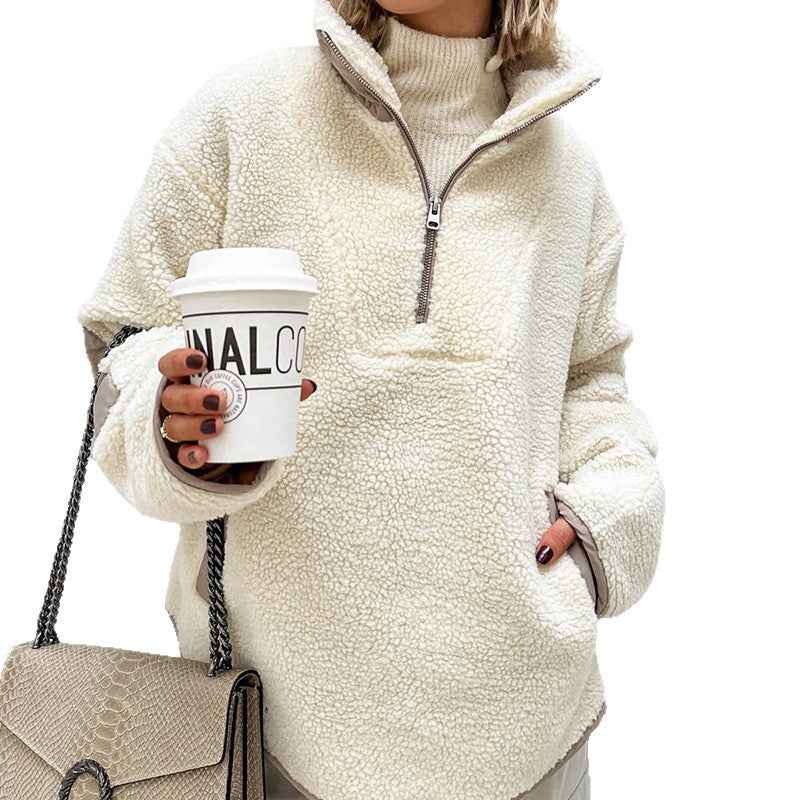 Plush Loose Lapel Pullover Sweater