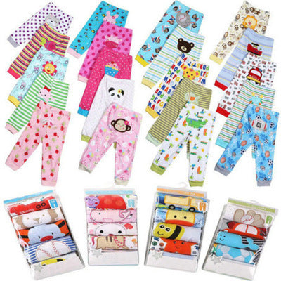 Children's Cartoon Print Leggings 5-Pack - Soft Cotton Pants for Kids