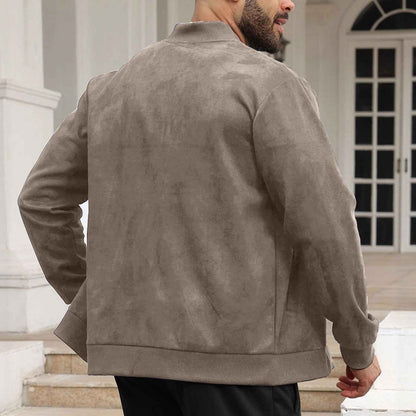 Men's Solid Color Minimalism Casual Suede Zip Jacket