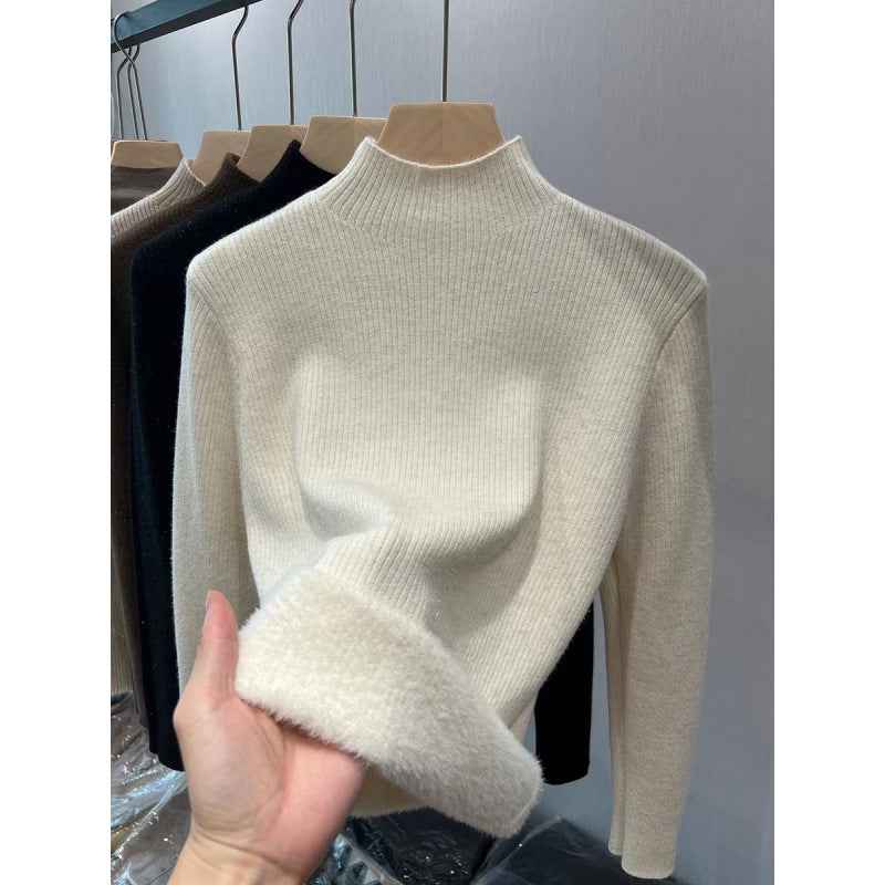 Women's Fashion Semi-Turtle Neck Knitted Sweater