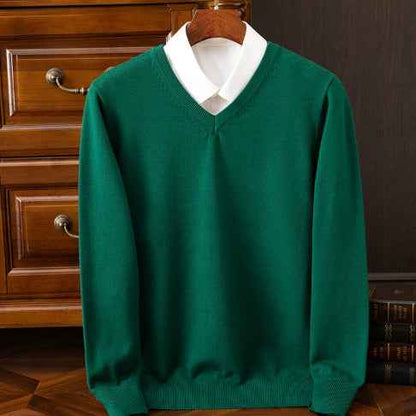 Knitted Sweater V-neck Men's Pullover Base Shirt