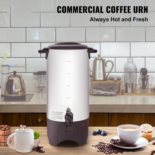 VEVOR Commercial Coffee Urn - 50 Cup Stainless Steel Dispenser with Fast Brew