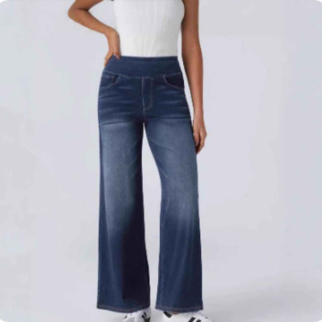 High-waisted Jeans Women Vintage Wash Loose Wide-leg Pants