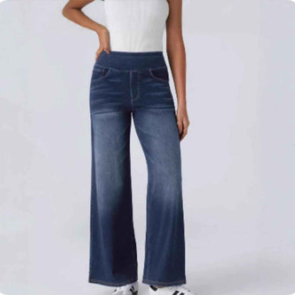 High-waisted Jeans Women Vintage Wash Loose Wide-leg Pants