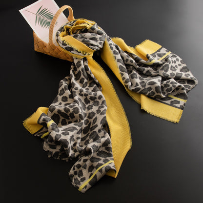 Leopard Print Artificial Cashmere Scarf Women's Warm Scarf Winter - DropOnline.co
