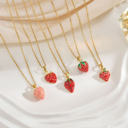Women's Fashion Trendy Strawberry Cute Necklace - DropOnline.co