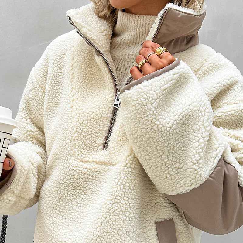 Plush Loose Lapel Pullover Sweater