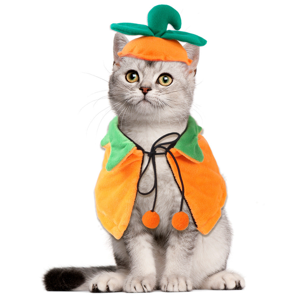 Halloween Pet Pumpkin Cloak - Adorable Double-Sided Costume for Dogs & Cats