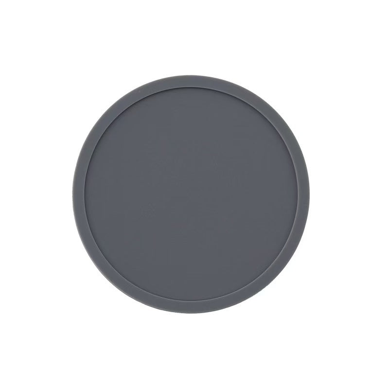 Premium Round Silicone Coasters - 10cm Black Non-Slip Set