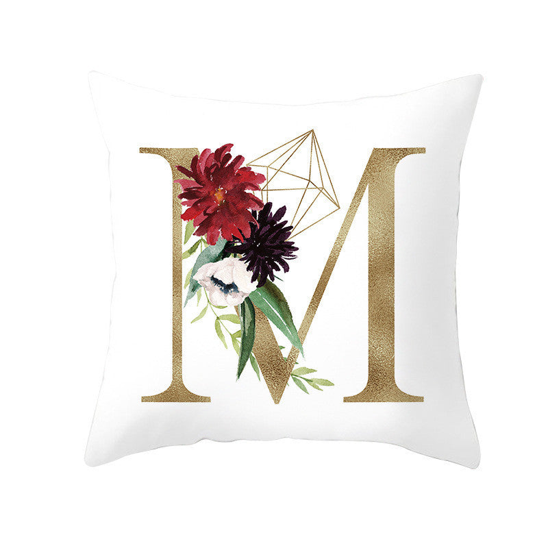 Nordic Style Pillowcase Geometric Golden Letter Pillowcase Peach Skin Sofa Cushion Household Goods