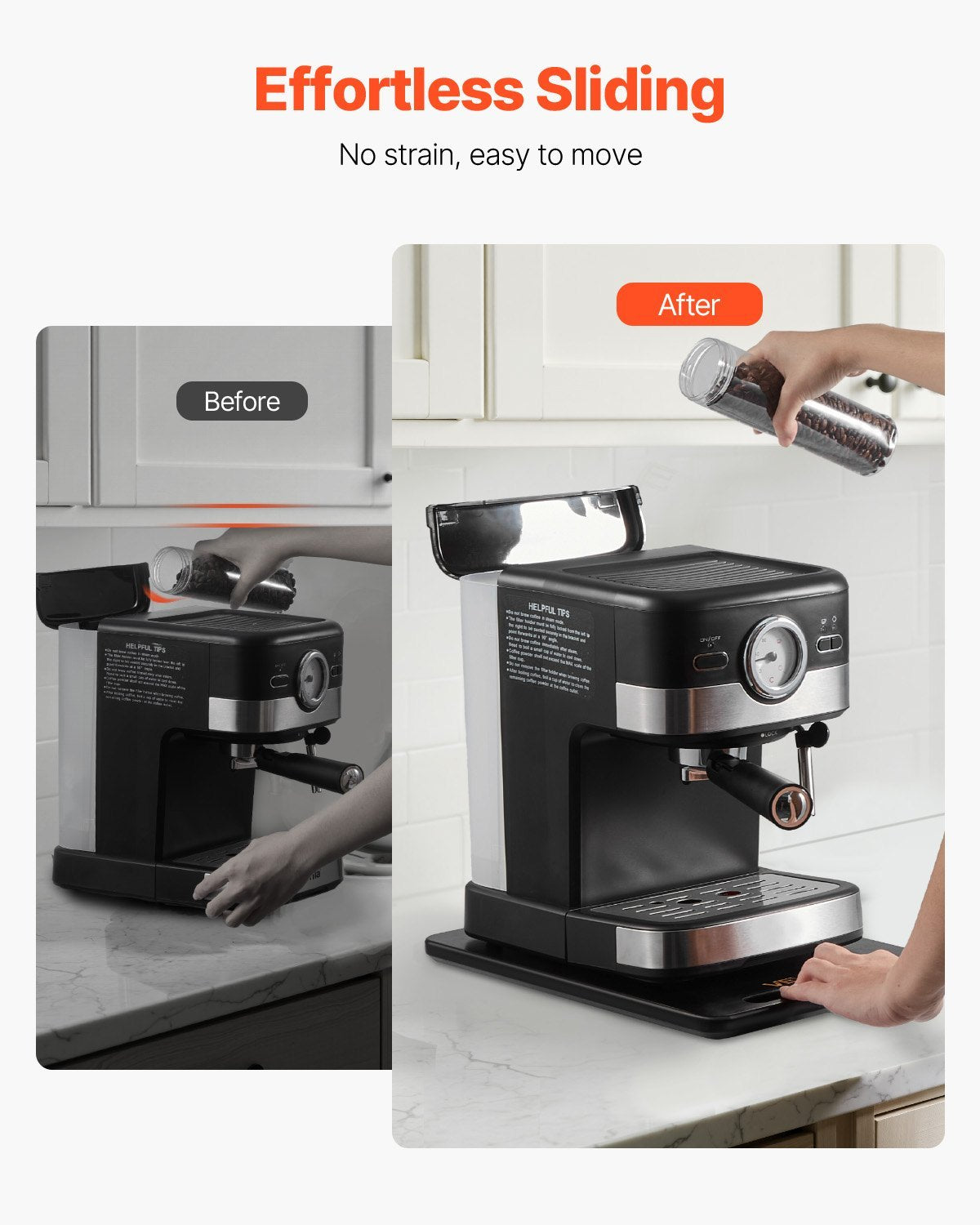 Coffee Maker Appliance Slider - 14x9.5 Inch Under-Cabinet Sliding Tray