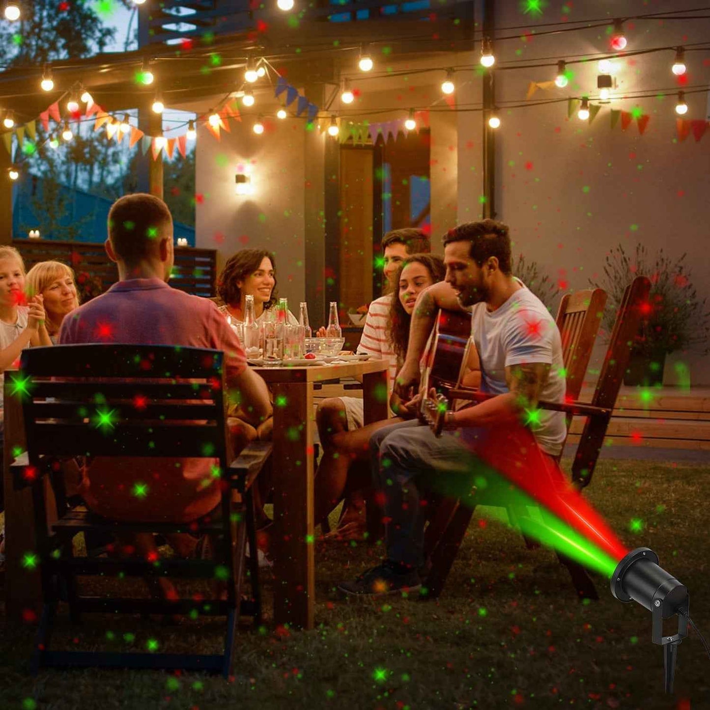 Outdoor Laser Projector Light - Red & Green 3 Modes 12 Speeds IP44 Waterproof - DropOnline.co