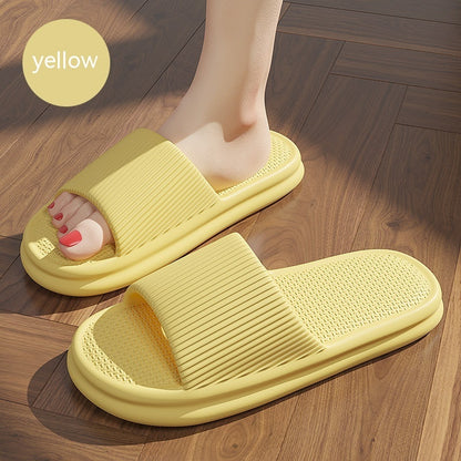 Striped Design Home Slippers For Women Men Soft Anti-slip Floor Bathroom Slippers Solid House Shoes - DropOnline.co