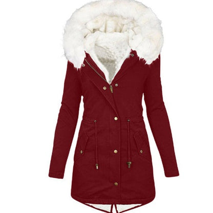 Women's cotton padded jacket with white collar - DropOnline.co