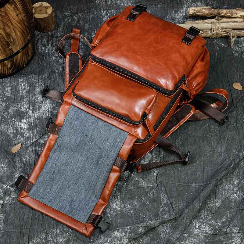 Cowhide Flip Shoulder Large Capacity Computer Bag