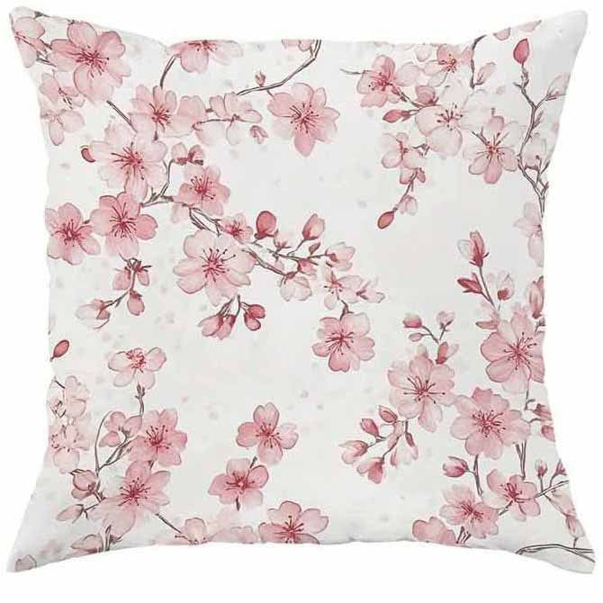 Spring Cherry Blossom Letter Pillow Cover Home Sofa Cushion Cover
