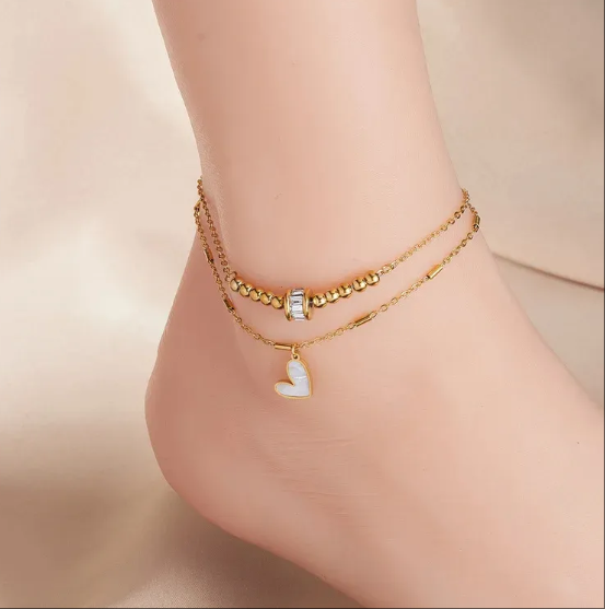 Pearl Star Anklet - Double Layer Titanium Steel Design