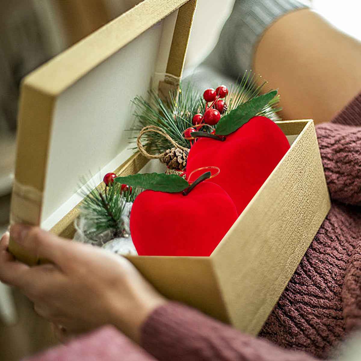 12 Packs Christmas Ornament Fake Red Apples - Xmas Tree Hanging Decorations - DropOnline.co