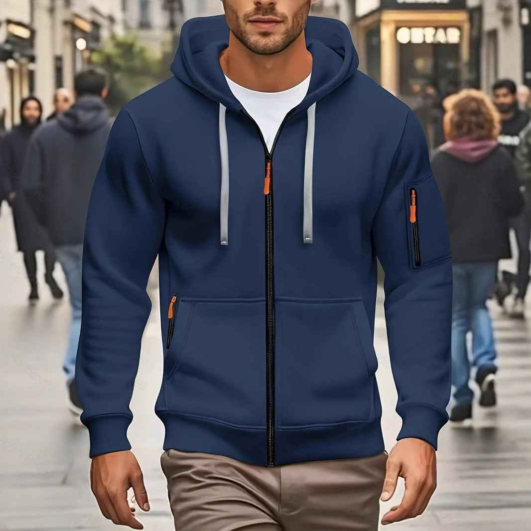 Men's Zipper Hooded Sweatshirt - Sports Casual Cardigan Jacket