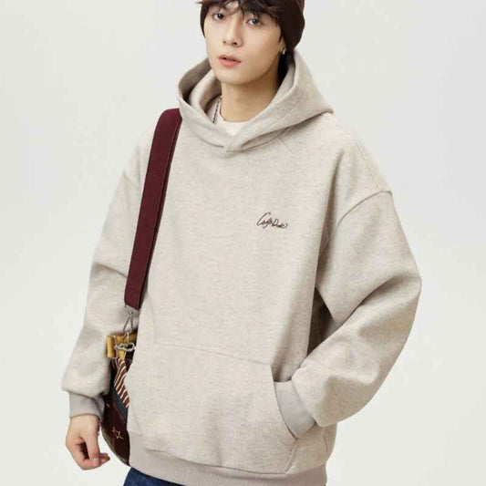 Split Structure Contrast Color Embroidered Fashion Brand Loose Hoodie Coat