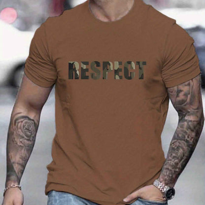 Men's 'RESPECT' Letter Pattern T-Shirt - Summer Casual Graphic Tee