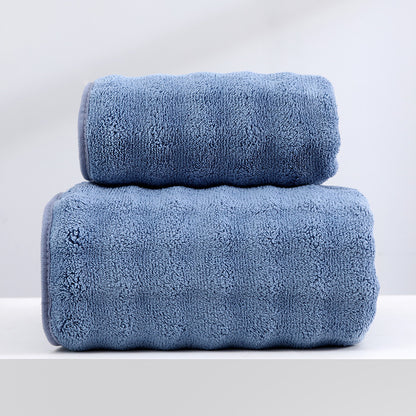 Wide Stripe Dark Stripe Coral Velvet Printing Towels Suit