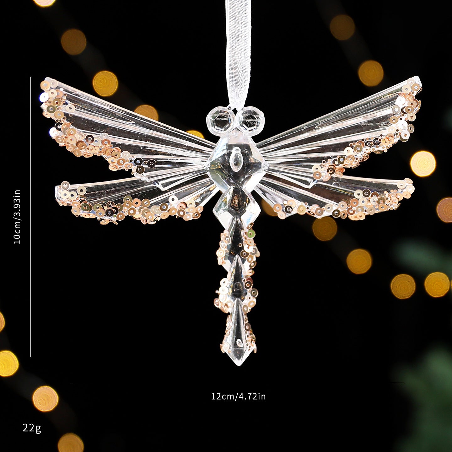 Christmas Sequined Acrylic Pendant - Transparent Champagne Gold Ornament Decoration